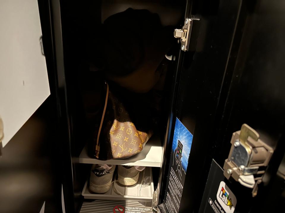 shoes, purse in a locker