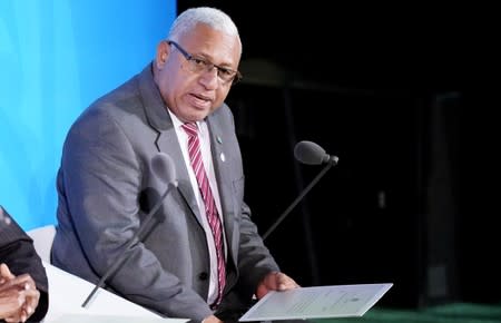 Fiji's Prime Minister Josaia Voreqe Bainimarama speaks during the 2019 United Nations Climate Action Summit at U.N. headquarters in New York City, New York, U.S.