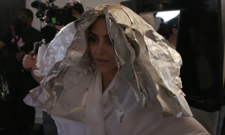 Kim Kardashian dyed her hair blonde for the Met (YouTube / Kylie Jenner)