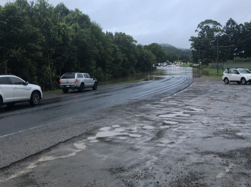 Bli Bli Road, Nambour is pictured after heavy rain.