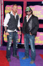  <p class="MsoNormal">Don't mess with pro wrestlers Crimson and James Storm! The buff duo looked like they meant business while posing together on the red carpet. What do you think of Storm’s glowing skull-adorned cowboy hat?</p>