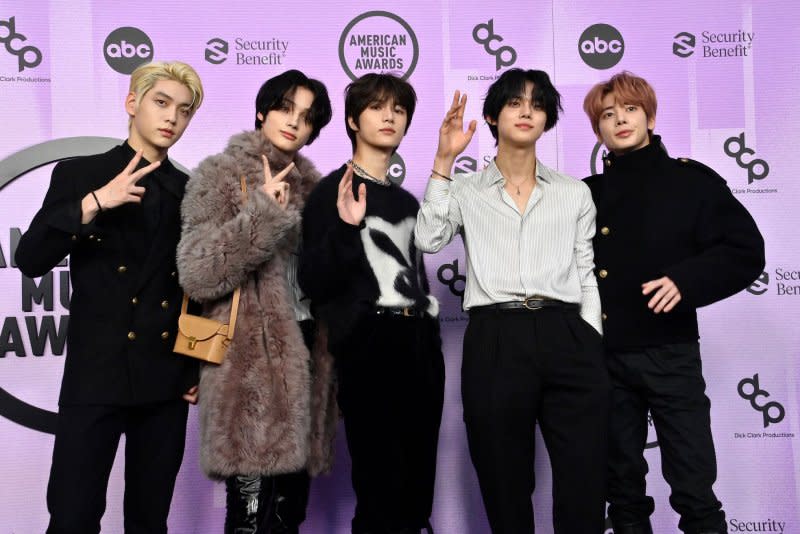 Tomorrow X Together, aka TXT, attend the American Music Awards in November. File Photo by Jim Ruymen/UPI