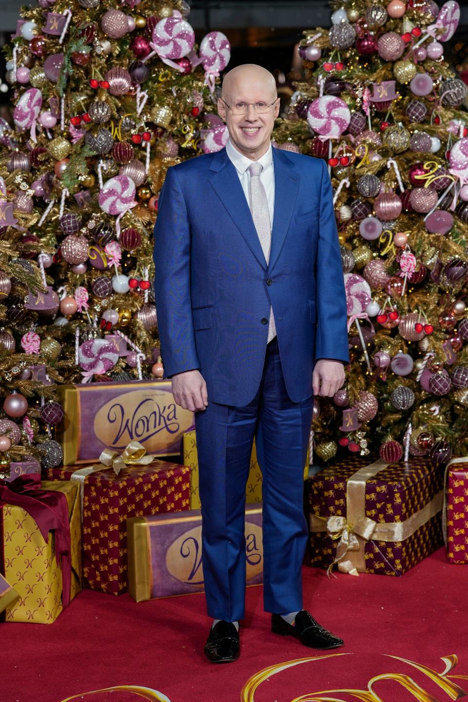 Matt Lucas poses for photographers upon arrival at the world premiere of the film 'Wonka' in London.