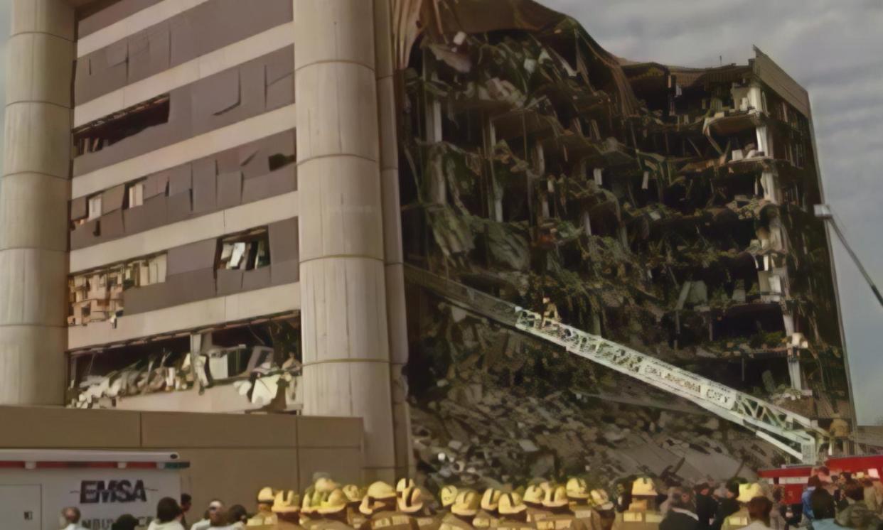<span>The Alfred P Murrah Federal Building in Oklahoma City on 19 April 1995.</span><span>Photograph: HBO</span>