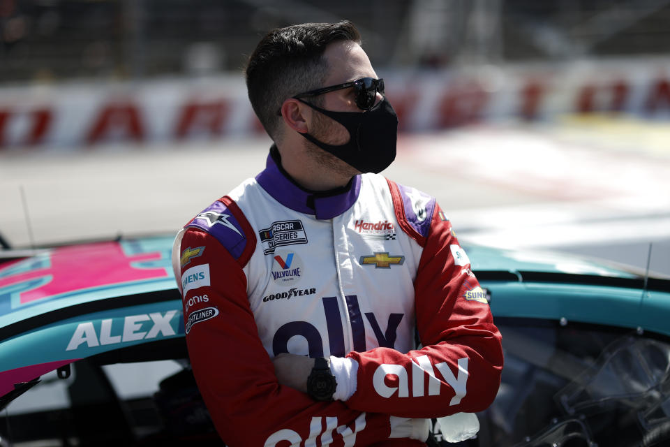 DARLINGTON, SOUTH CAROLINA - MAY 09: Alex Bowman, driver of the #48 Ally Throwback Chevrolet, waits on the grid prior to the NASCAR Cup Series Goodyear 400 at Darlington Raceway on May 09, 2021 in Darlington, South Carolina. (Photo by Chris Graythen/Getty Images) | Getty Images