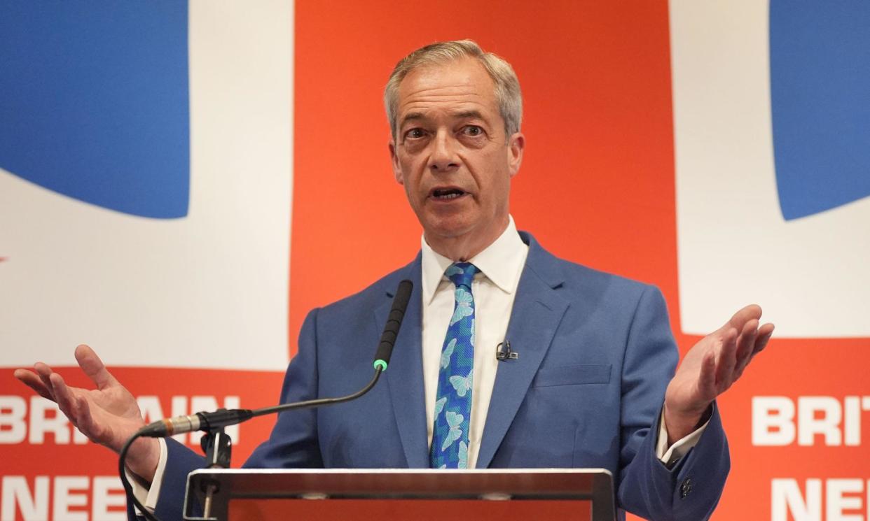 <span>Nigel Farage claimed ‘you can shoplift up to £200 of kit before anybody is going to prosecute you’.</span><span>Photograph: Yui Mok/PA</span>