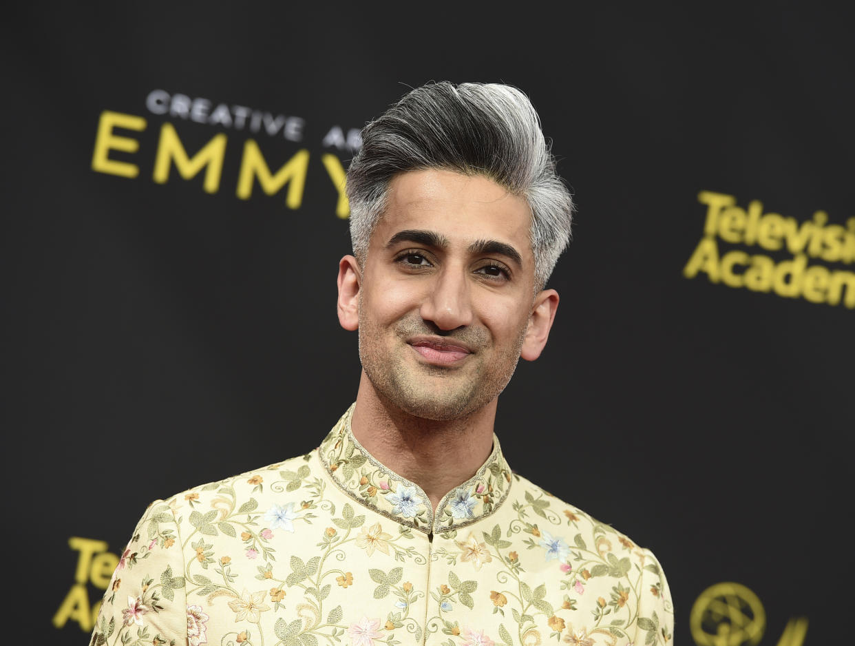 Tan France arrives at night one of the Television Academy's 2019 Creative Arts Emmy Awards on Saturday, Sept. 14, 2019, at the Microsoft Theater in Los Angeles. (Photo by Jordan Strauss/Invision for the Television Academy/AP Images)