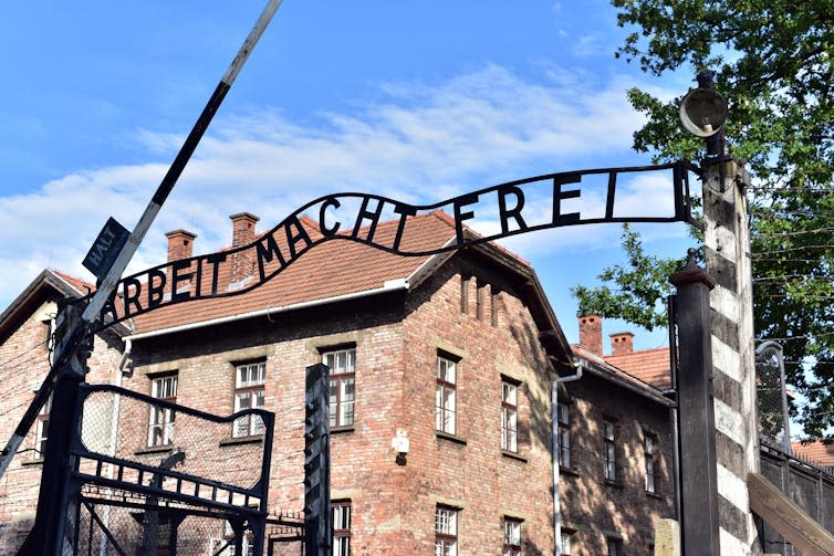 The entrance to Auschwitz