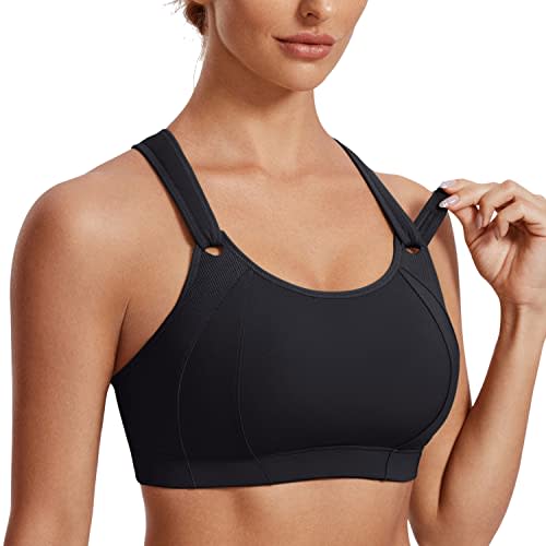 Yvette Women High Impact Sports Bras Plus Size Racerback Workout Bra for Large  Bust Running Fitness,Grey,Small Plus 