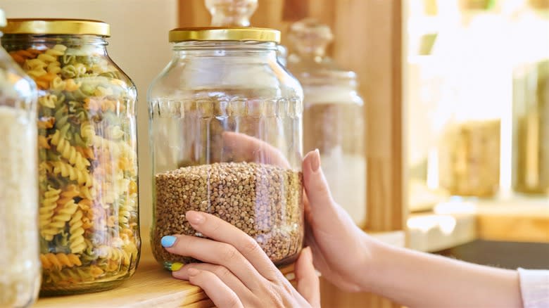 pantry jar of buckwheat