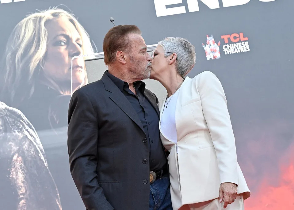 Jamie Lee Curtis Hand And Footprint In Cement Ceremony At TCL Chinese Theatre