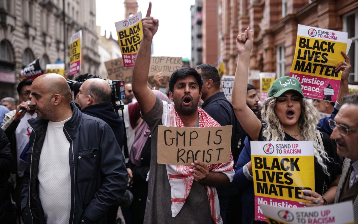 A Stand Up to Racism demonstration in Manchester