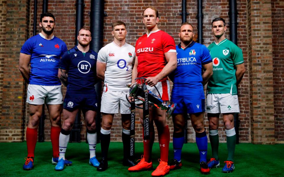 The captains of the Six Nations at the launch of the tournament - AFP