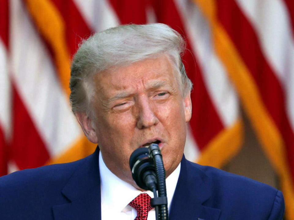 Donald Trump bei seiner jüngsten Pressekonferenz (Bild: imago images/MediaPunch)