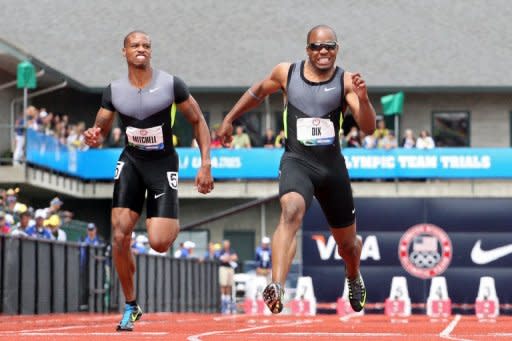 Maurice Mitchell and Walter Dix compete in the men's 100 meter dash semi final during Day Three of the 2012 US Olympic Track & Field Team Trials at Hayward Field on June 24, in Eugene, Oregon. Dix lost a chance for a sprint medal repeat at the US Olympic Track and Field Trials