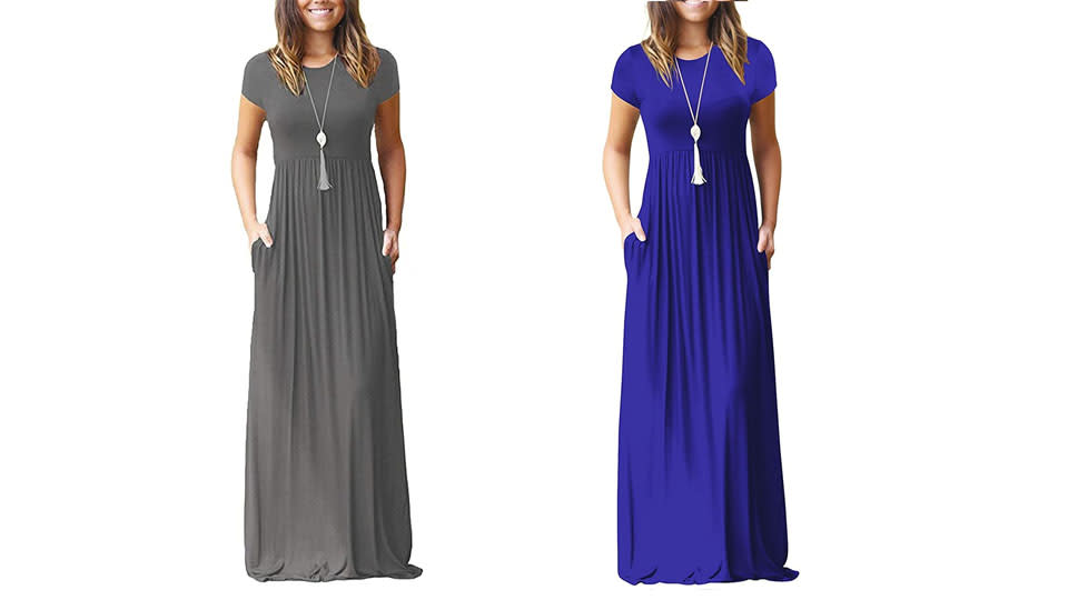 Gray and royal blue solid Viishow maxi dresses