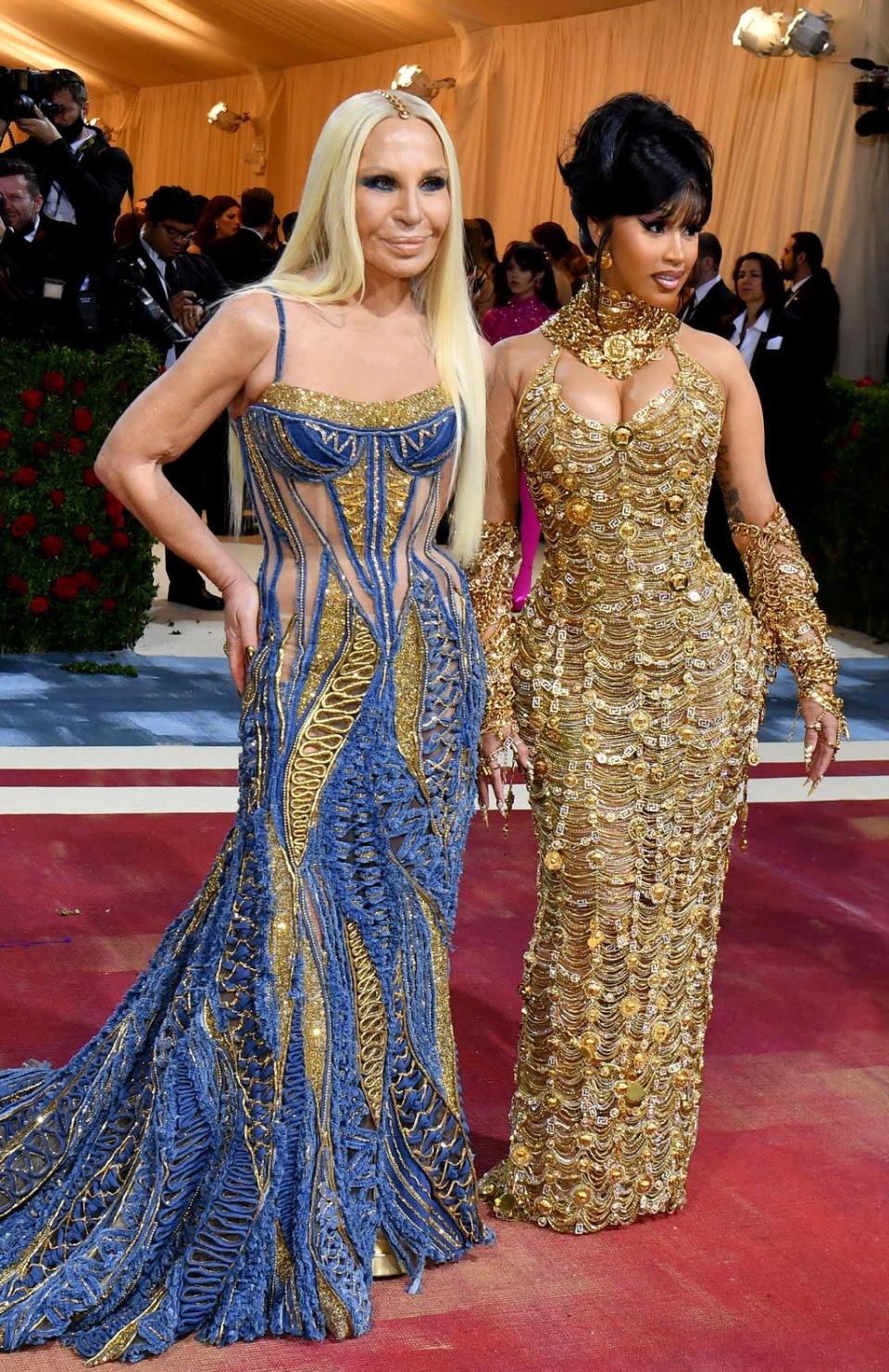 Donatella Versace and Cardi B in Versace (AFP via Getty Images)