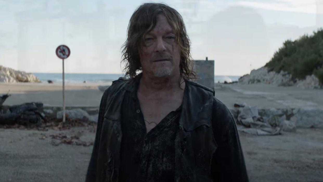  Norman Reedus as Daryl Dixon walking forward in the teaser for The Walking Dead: Daryl Dixon. 
