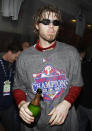 FILE - Philadelphia Phillies' Jayson Werth celebrates after Game 5 of the baseball World Series in Philadelphia, Wednesday, Oct. 29, 2008. The Phillies defeated the Tampa Bay Rays 4-3 to win the series. Werth won the World Series with Philadelphia and played 63 playoff games during his major league career with the Toronto Blue Jays, Los Angeles Dodgers, Phillies and Nationals, and still nothing compares with the adrenaline rush of his new favorite sport, horse racing. Werth owns over two dozen thoroughbreds, including Dornoch, who will run in the Kentucky Derby on Saturday, May 4, 2024. (AP Photo/Chris O'Meara, File)