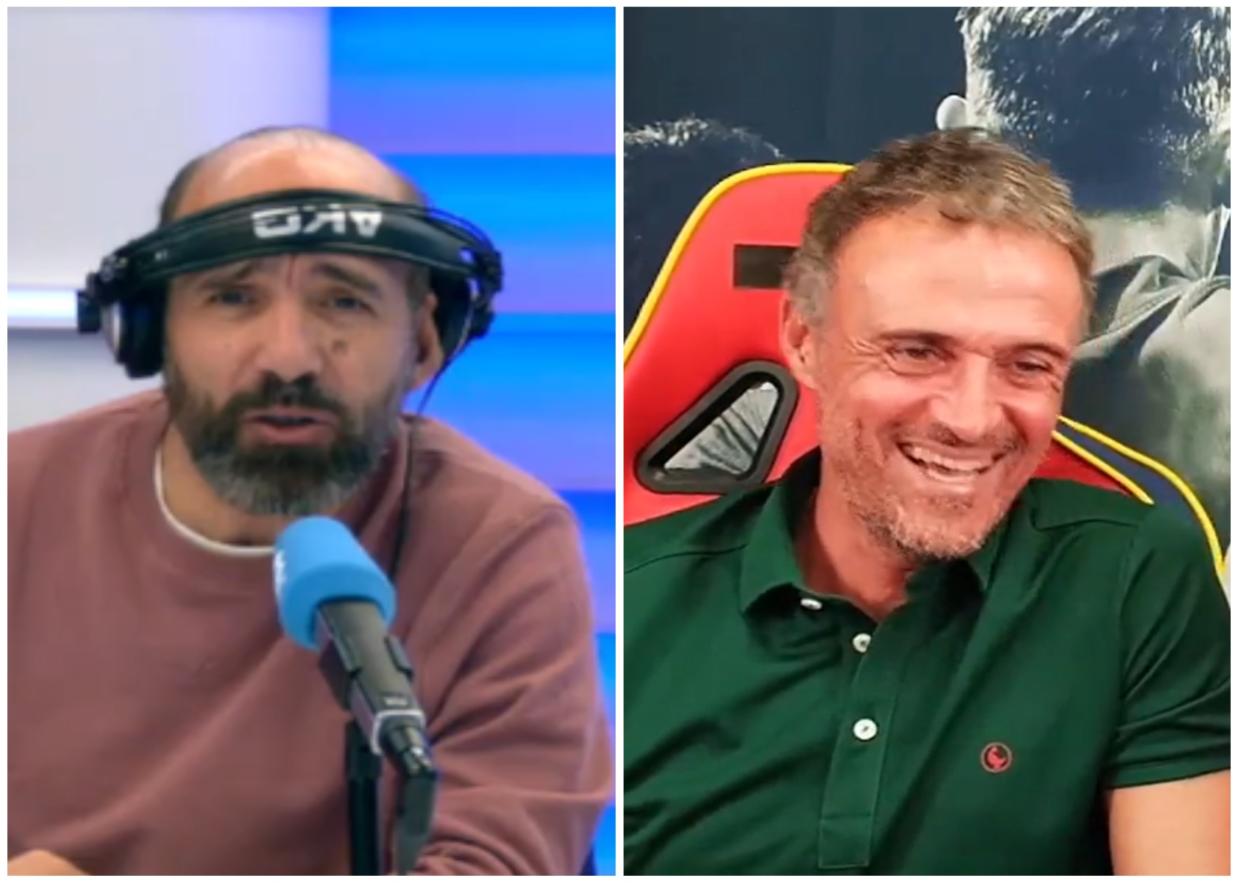 Juan Antonio Alcalá, periodista de la Cadena COPE, y Luis Enrique, seleccionador español. (Foto: YouTube / Tiempo de Juego COPE / Twitch / luisenrique21).