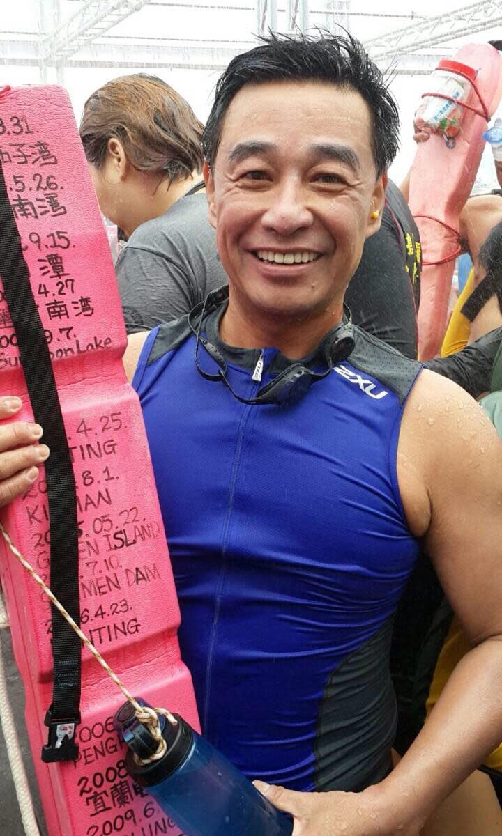 靠運動來維持身材的戴宏全，熱愛用三鐵挑戰自我，每年都給自己一個新運動目標。（宏全提供）。