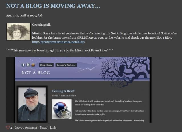 George R.R. Martin, the last great LiveJournal user, leaves the platform