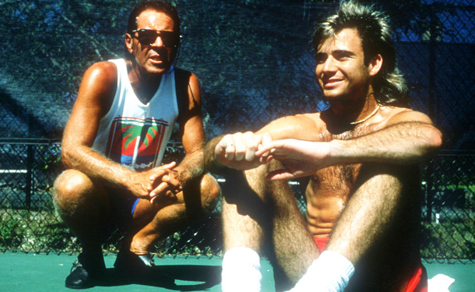 Nick Bollettieri, pictured here with Andre Agassi in 1990.