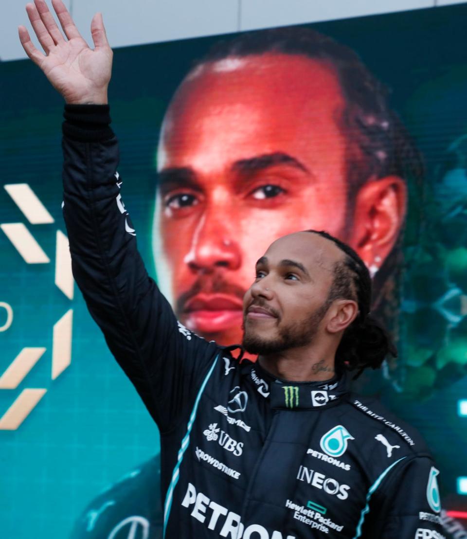 Lewis Hamilton claimed his 100th Formula One victory (Yuri Kochetkov/Pool Photo via AP) (AP)