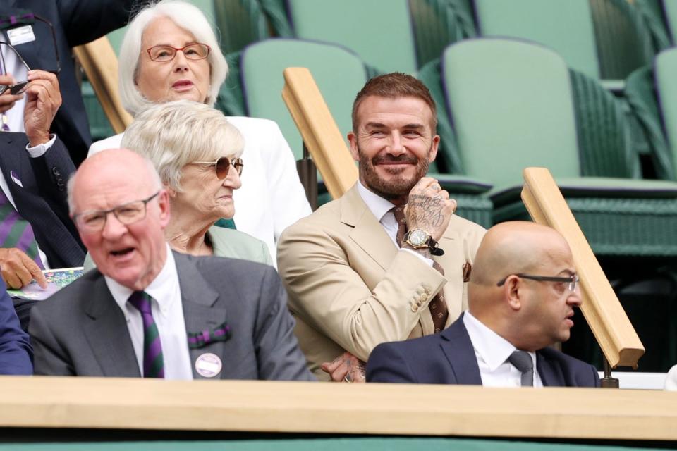 David Beckham and his mother Sandra in the Royal Box on Wednesday (Getty Images)