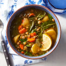 <p>You don't need broth for this lentil soup recipe--it's rich thanks to the browned bits in the bottom of the pan that meld into the soup, packing it with flavor. Ground coriander, from the seed of the cilantro plant, has a floral, citrusy flavor that dovetails nicely with the lemon.</p>