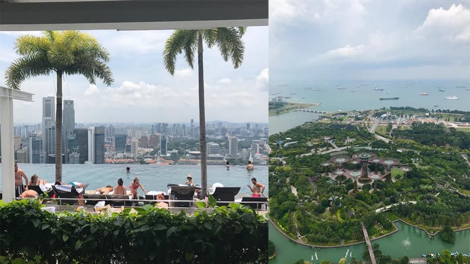 The Californian-inspired restaurant looking over the Marina Bay Sands' infinity pool and the city of Singapore.