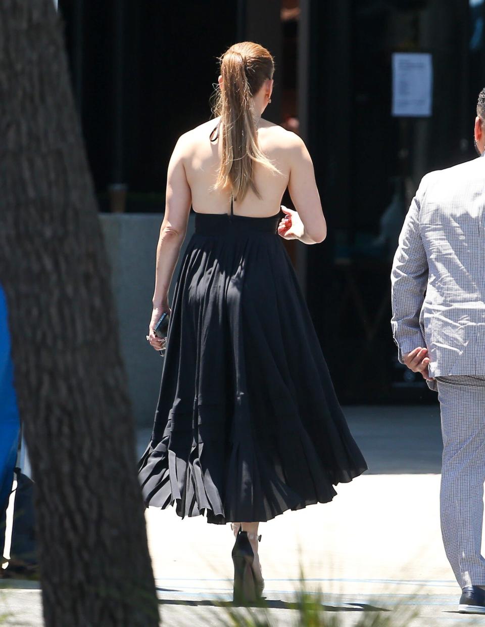 Jennifer Lopez Black Halter Dress Ben Affleck On Set 2022