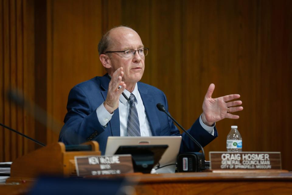 City Council General Seat Councilman Craig Hosmer discusses public use of marijuana during the Springfield City Council meeting on Monday, April 17, 2023.