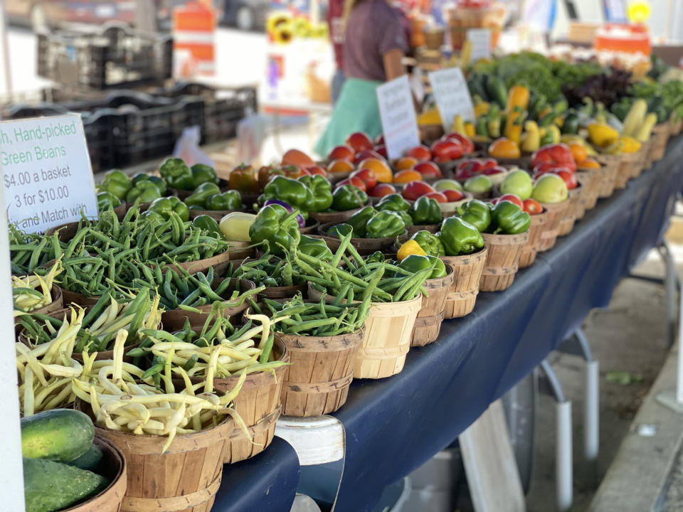 Different produce at a farmer's market.