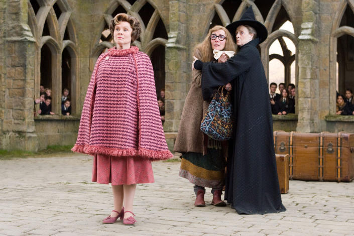 <div><p>"I still can't get past Imelda Staunton's portrayal of Dolores Umbridge. I will always think of that horrible, evil, despicable woman whenever I see her."</p><p>—<a href="https://www.buzzfeed.com/marliesdew" rel="nofollow noopener" target="_blank" data-ylk="slk:marliesdew" class="link rapid-noclick-resp">marliesdew</a></p></div><span> Warner Bros. / Everett Collection</span>