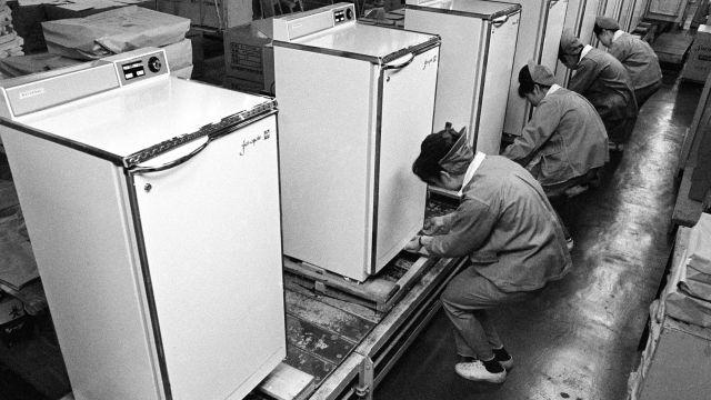 The Matsushita Electric Appliances Company Totsuka factory in 1965, when refrigerator manufacturing was one of Japan's hottest industries.