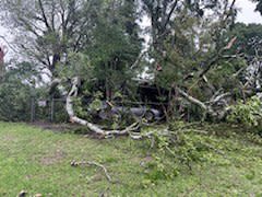 This photo shows damage after a storm went through Lottie on Wednesday, April 10.