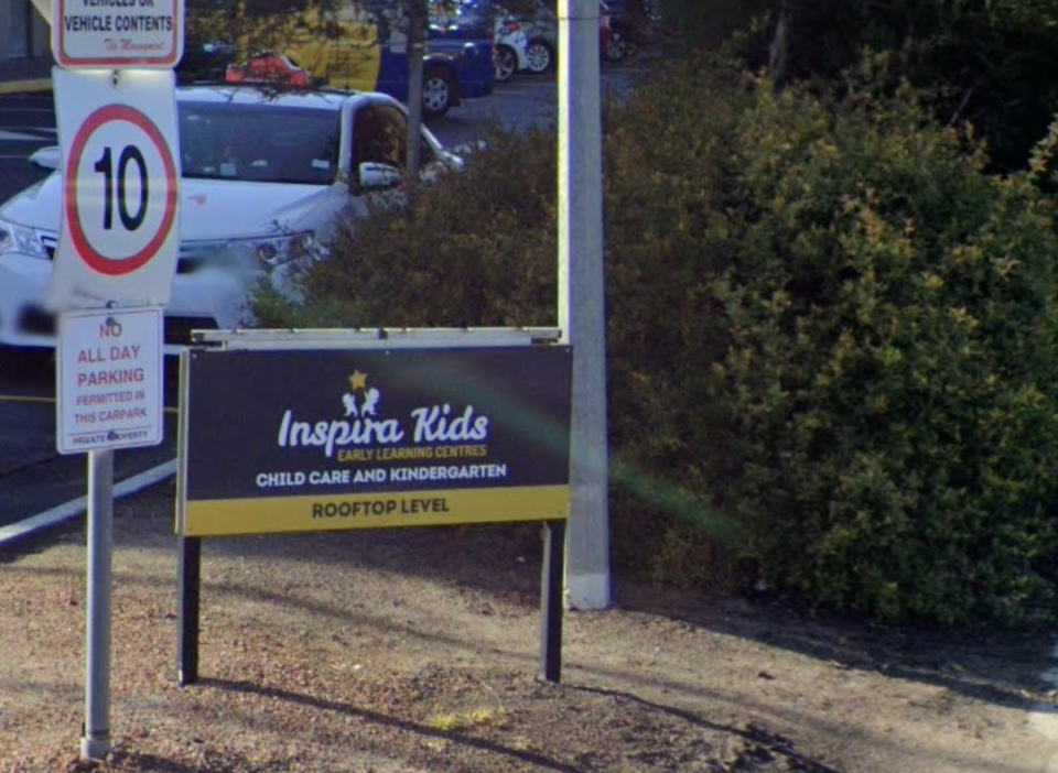 An Inspira Kids daycare centre sign is pictured.