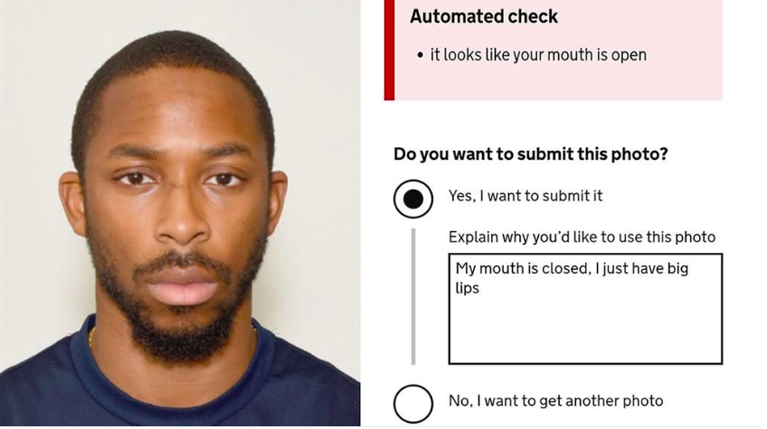 Joshua Bada used a high quality photo booth image to apply for his passport, with a digital code that he had to note down and enter on gov.uk. (PA)