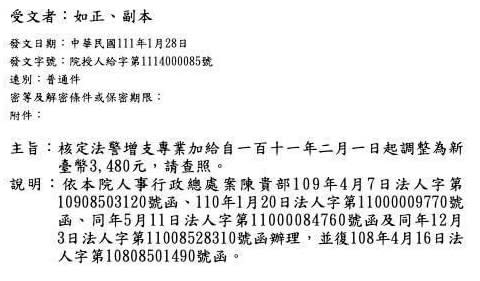 葉毓蘭》法警專業加給終於微幅調升