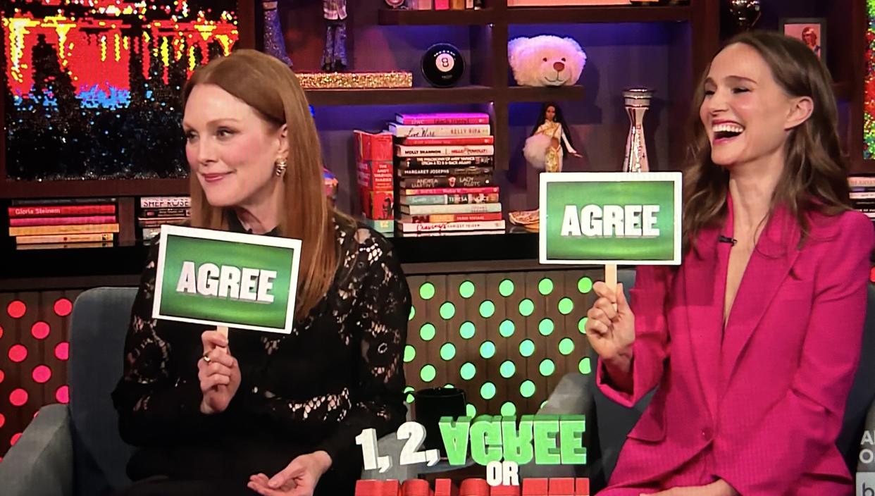 Juliane Moore and Natalie Portman play Agree or Disagree on Watch What Happens Live with Andy Cohen.