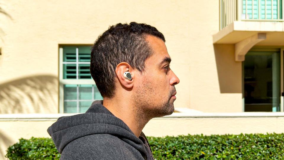 Jabra Elite 10 Gen 2 worn by reviewer Alex Bracetti