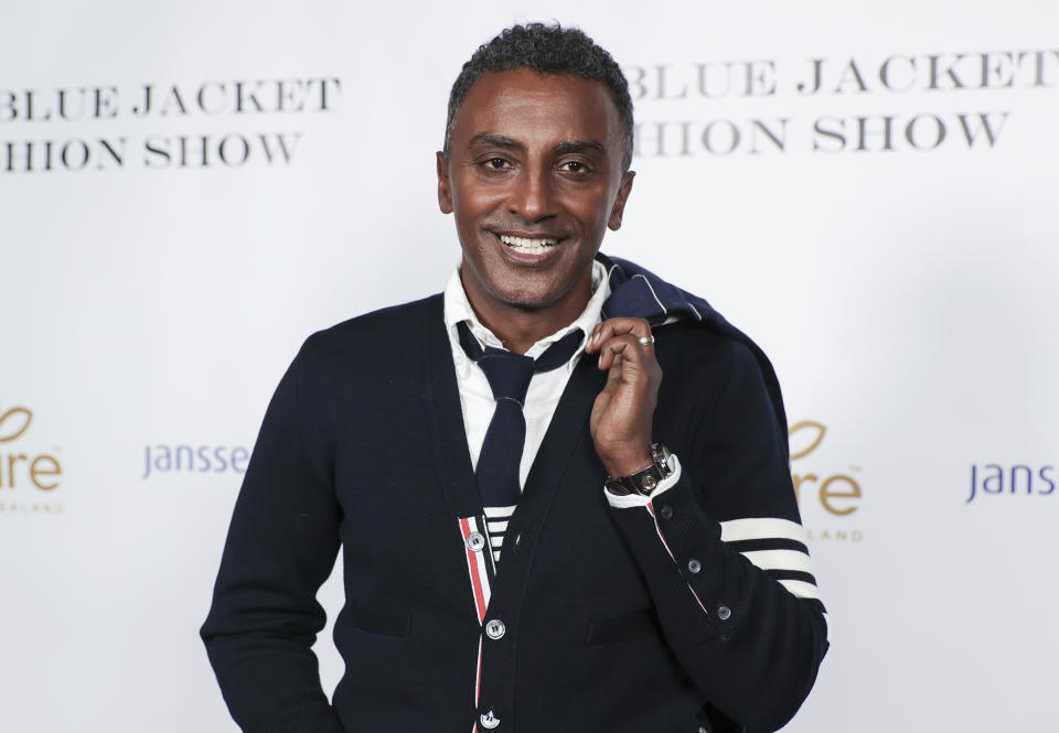 FILE - Marcus Samuelsson appears the 7th annual Blue Jacket Fashion Show, in support of prostate cancer awareness on Feb. 1, 2023, in New York. Samuelsson and fellow chef Jonathan Waxman have launched an effort to honor trailblazing restaurants founded by women and people of color. They host “A Seat at the Table,” an eight-part Audible original series. (Photo by CJ Rivera/Invision/AP, File)
