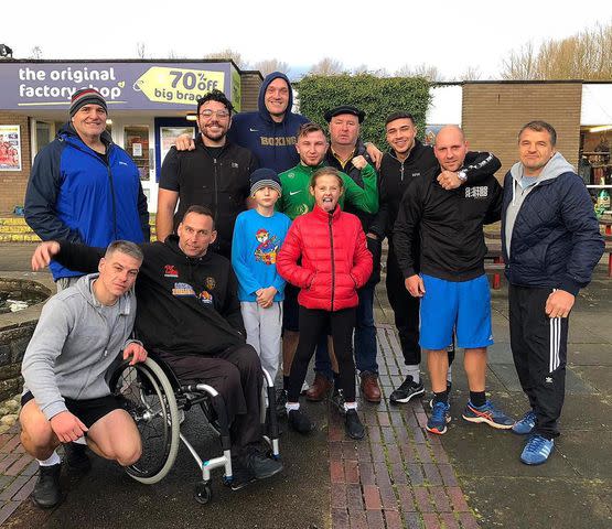 <p>Tommy Fury Instagram</p> Tyson Fury and Tommy Fury with friends and family