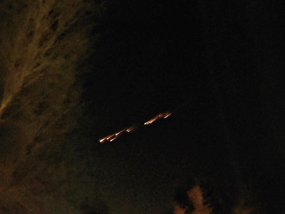 Johanna Altorfer of Mount Shasta took this photo of space junk burning up in Earth's atmosphere over Siskiyou County at 9:30 p.m. on Friday, March 17, 2023.