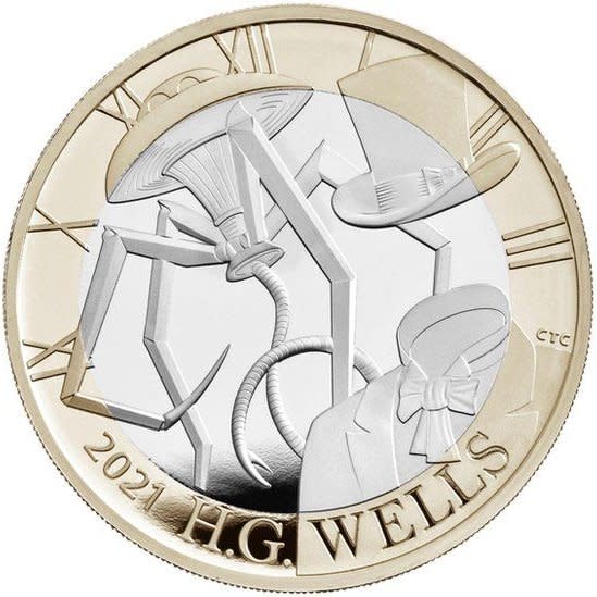 The Royal Mint's H.G. Wells £2 coin (Credit: Royal Mint)