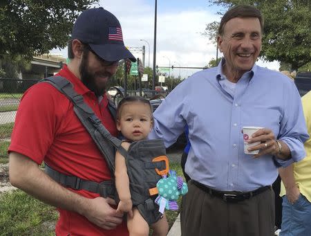 U.S. Representative John Mica, (R) greets a campaign volunteer in Orlando, Florida, October 15, 2016 REUTERS/Richard Cowan