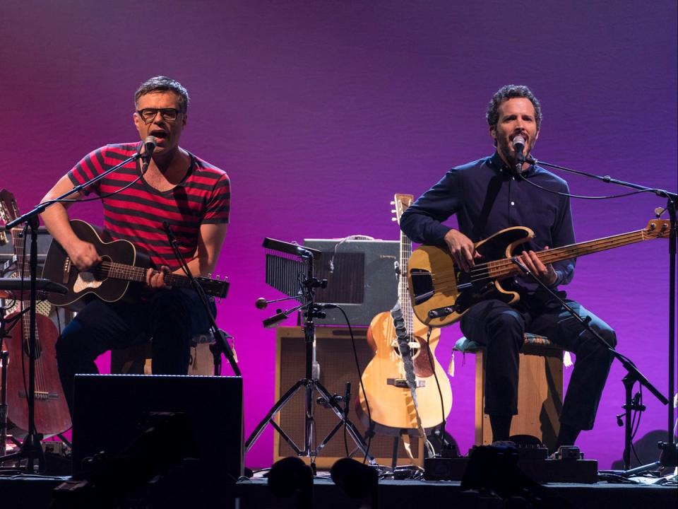 Flight of the Conchords: Jemaine Clement and McKenzie performing together in 2018 (Colin Hutton/HBO)