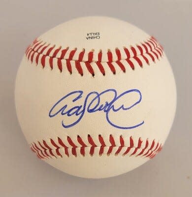 This baseball autographed by former University of Notre Dame and Major League Baseball player and current Chicago Cubs manager Craig Counsell is one of the items up for auction in a fundraiser launched Feb. 2, 2024, by the South Bend Cubs to raise money for the American Red Cross of St. Joseph County and South Bend Fire Department’s Free Smoke Alarm Program. The auction continues online through 6 p.m. Feb. 11.