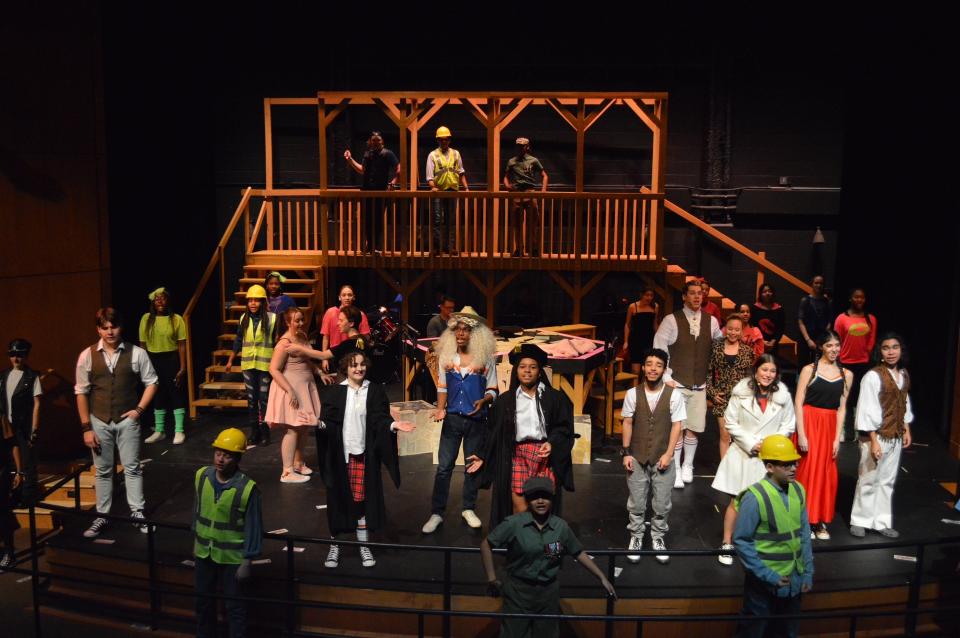The cast of New Rochelle High School's production of "Love's Labour's Lost" sings "The Tuba Song."
